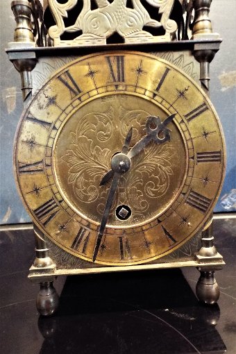 Antique A Traditional Brass Lantern Clock timepiece mechanical 8 day French movement