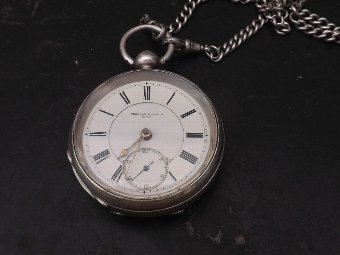solid silver pocketwatch & chain