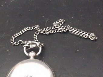 Antique solid silver pocketwatch & chain