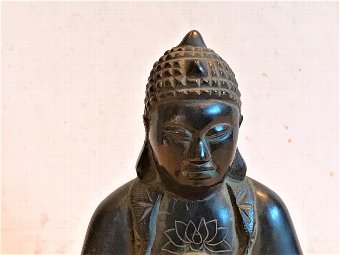 Antique Buddha Victorian Bronze Incense Burner 