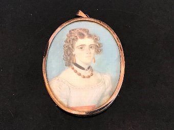 Miniature Painting of Beautiful Woman of the Regency Period