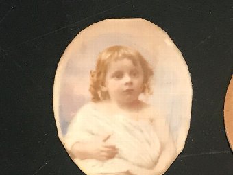 Antique Miniature painting of young child dated 1903