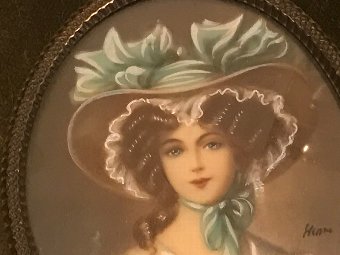 Antique Painting portrait of Regency lady 