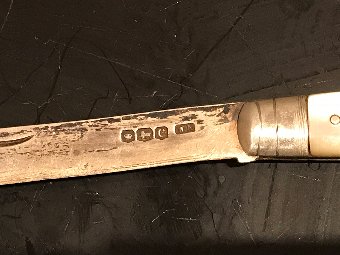 Antique Silver bladed mother of pearl handle fruit knife