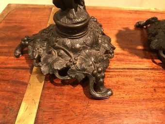 Antique Bronze Cherubs candlesticks Victorian 