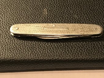 Antique Pocket knife silver grips Masonic 