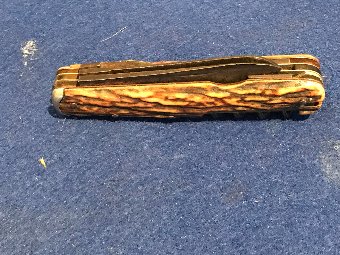 Antique Victorian bone handle grips multi purpose pocket knife 