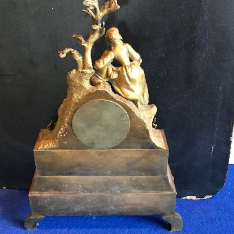 Antique Antique French Mantle Clock Bronze Ormolu 8 Day 19th century
