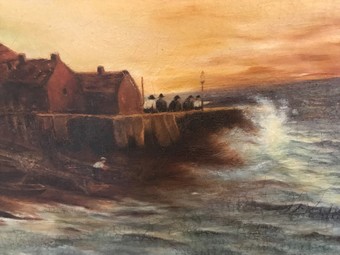 Antique Oil Painting on Canvas Maritime Scenes Early 19th Century