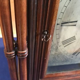 Antique Musical mahogany triple train on eight bells mantel clock