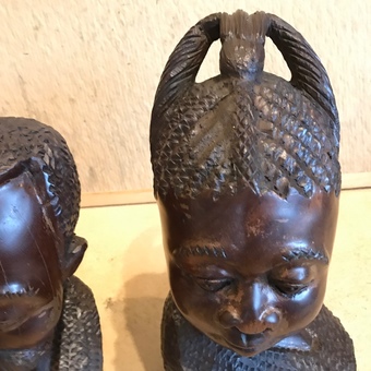 Antique African carved ebony man and woman