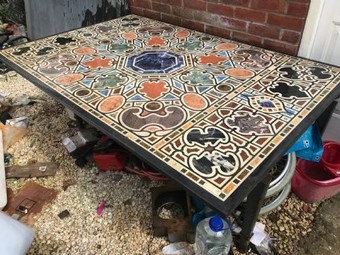 Antique pietra dura Large outside or in table, inlaid with precious stone table and base