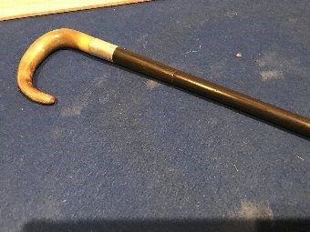 Antique Gentleman’s walking stick come sword stick with silver mount horn handle 