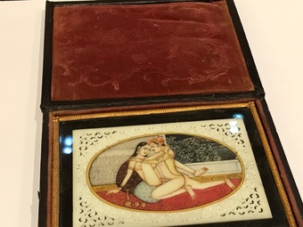 Antique Erotica Karma Sutra painting on bone 