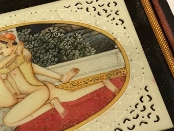 Antique Erotica Karma Sutra painting on bone 