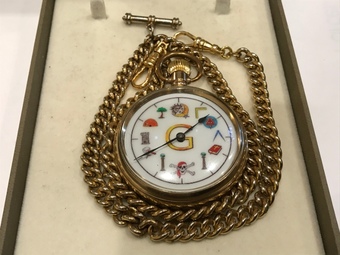 Antique Masonic pocket watch and chain