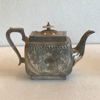 Antique Tea service with tray in silver plate