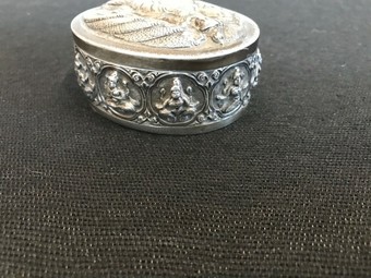 Antique Indian Raj  silver Trinkets box “ The Finest “