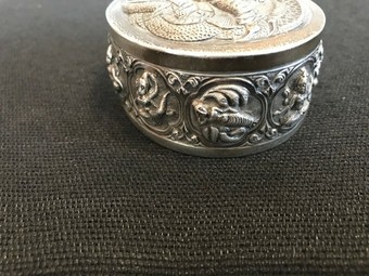 Antique Indian Raj  silver Trinkets box “ The Finest “