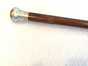 Antique Gentleman’s walking stick sword stick with silver handle