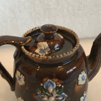 Antique Bargee measham ware teapot 