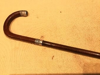 Antique Gentleman’s Walking Stick Come Sword with Silver Mounts