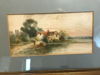 Antique Victorian framed water colour paintings signed
