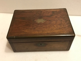 Antique Writing box brass bound and inlayed, made in  rosewood 