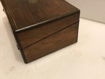 Antique Writing box brass bound and inlayed, made in  rosewood 