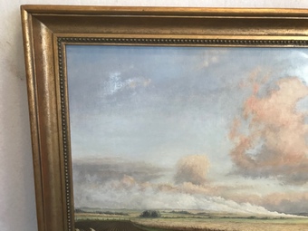 Antique Oil on board large landscape painting