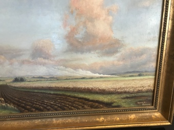 Antique Oil on board large landscape painting