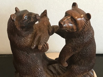 Antique Black Forest family of Bears carving