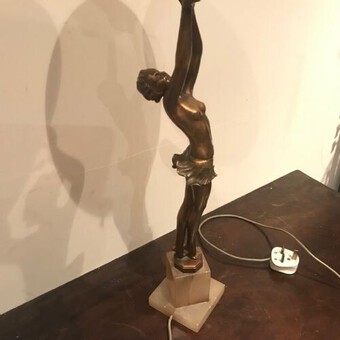 Antique Art Deco lady and lamp