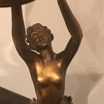 Antique Art Deco lady and lamp