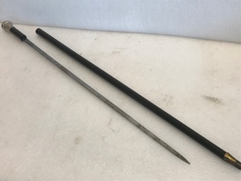Antique Gentleman’s walking stick sword stick with silver top handle