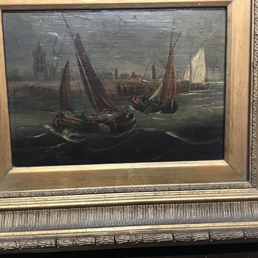Antique Dutch Seascape painting on board