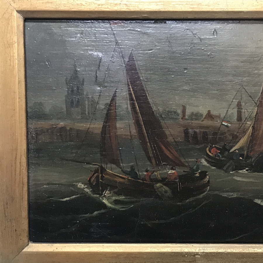 Antique Dutch Seascape painting on board