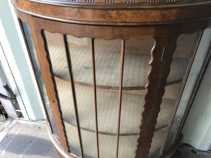 Antique Cabinet Demi Loom Edwardian Walnut display 