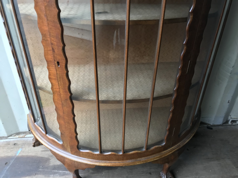 Antique Cabinet Demi Loom Edwardian Walnut display 