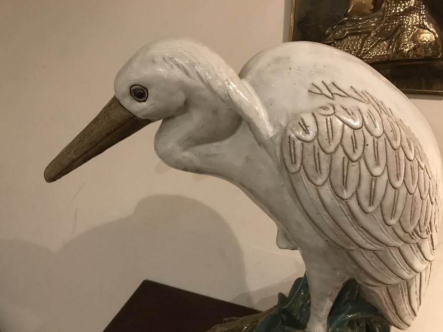 Antique Majolica Shoe bill Pelican 