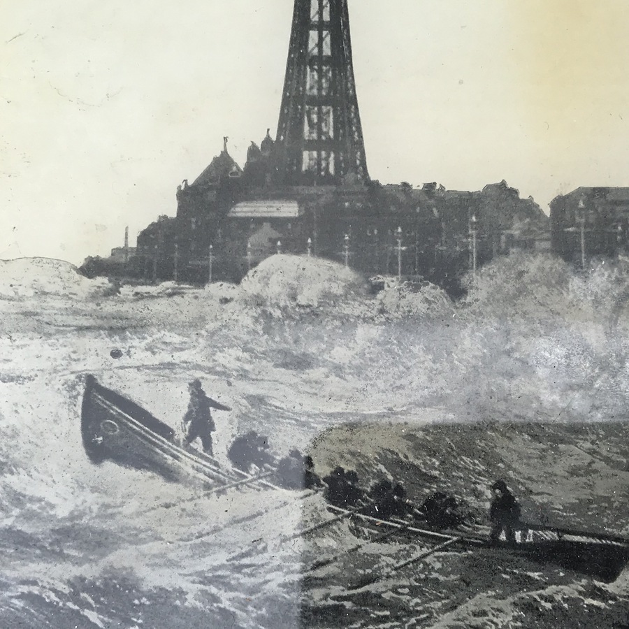 Antique Victorian photographs on glass of Blackpool scenes 