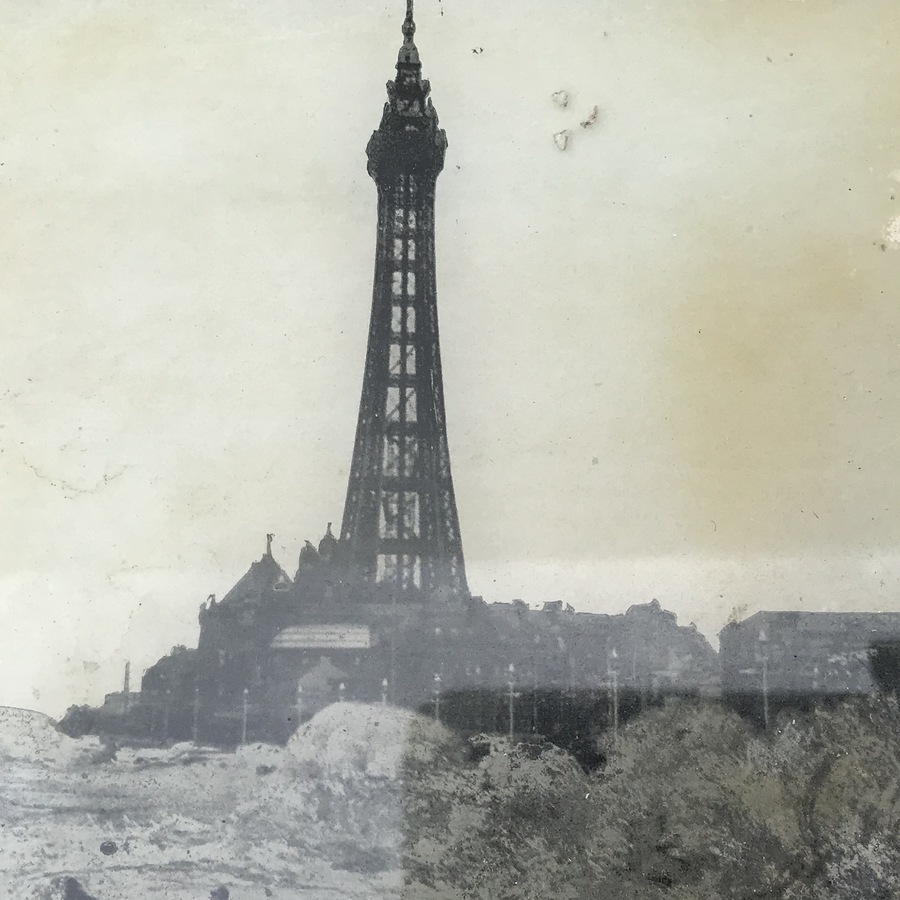 Antique Victorian photographs on glass of Blackpool scenes 