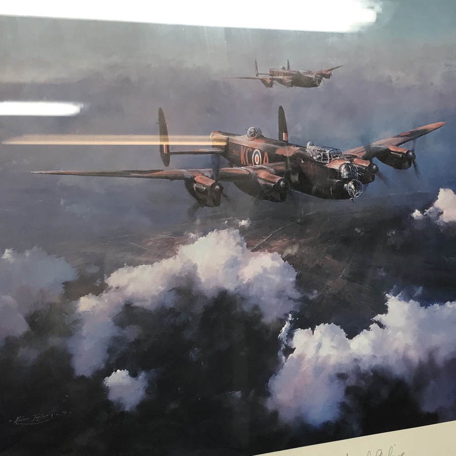 Antique First Edition Print ' Lancaster ' by Robert  Taylor, signed and once owned by LEONARD CHESHIRE VC, DSO. DFC