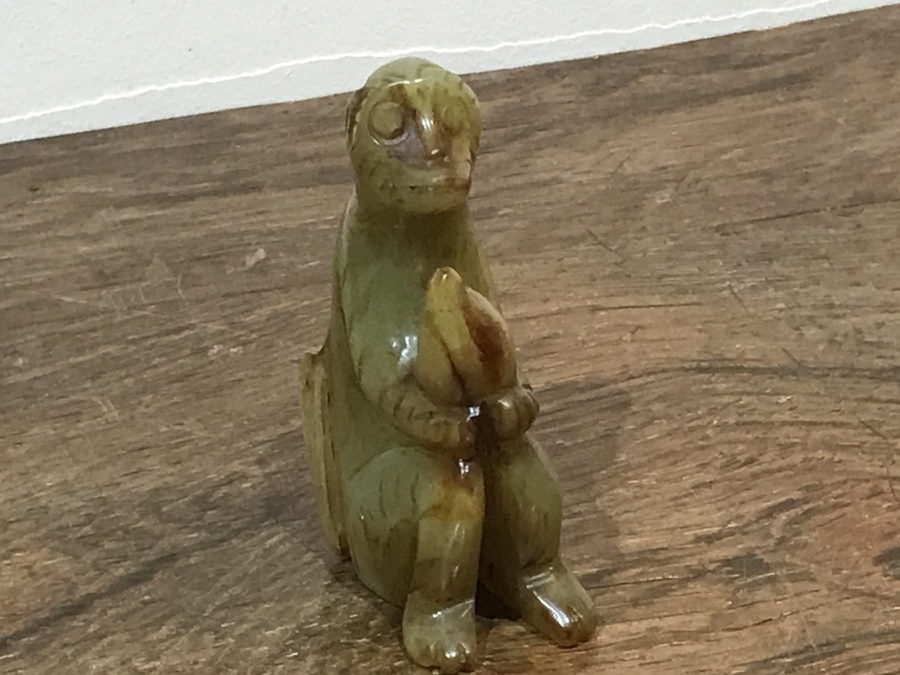 Antique 18th century Chinese Jade Monkey holding his nut