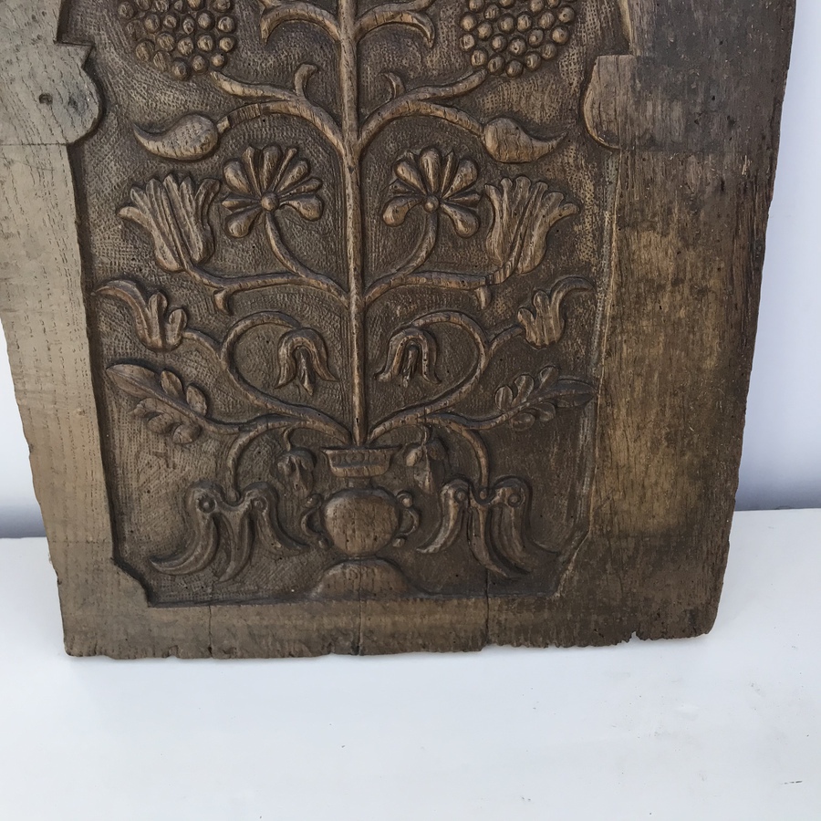 Antique 1640’s oak carved panel
