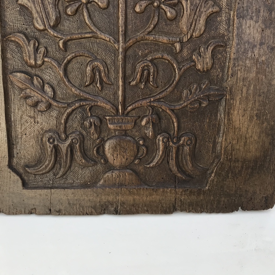 Antique 1640’s oak carved panel