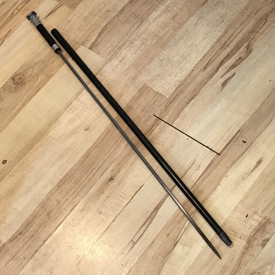 Antique Masonic Gentleman’s walking stick sword stick with silver mounts 