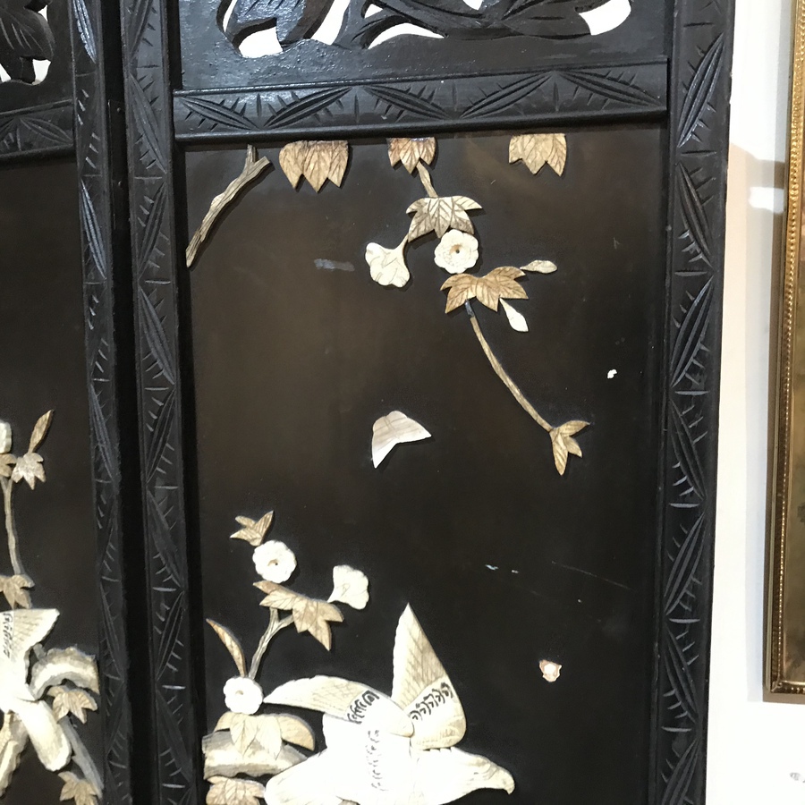 Antique Modesty  screen Chinese carved panels