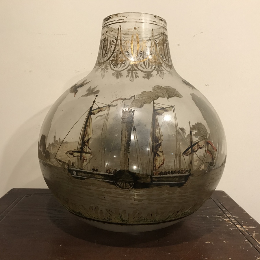 Unique Victorian glass painted imaginary