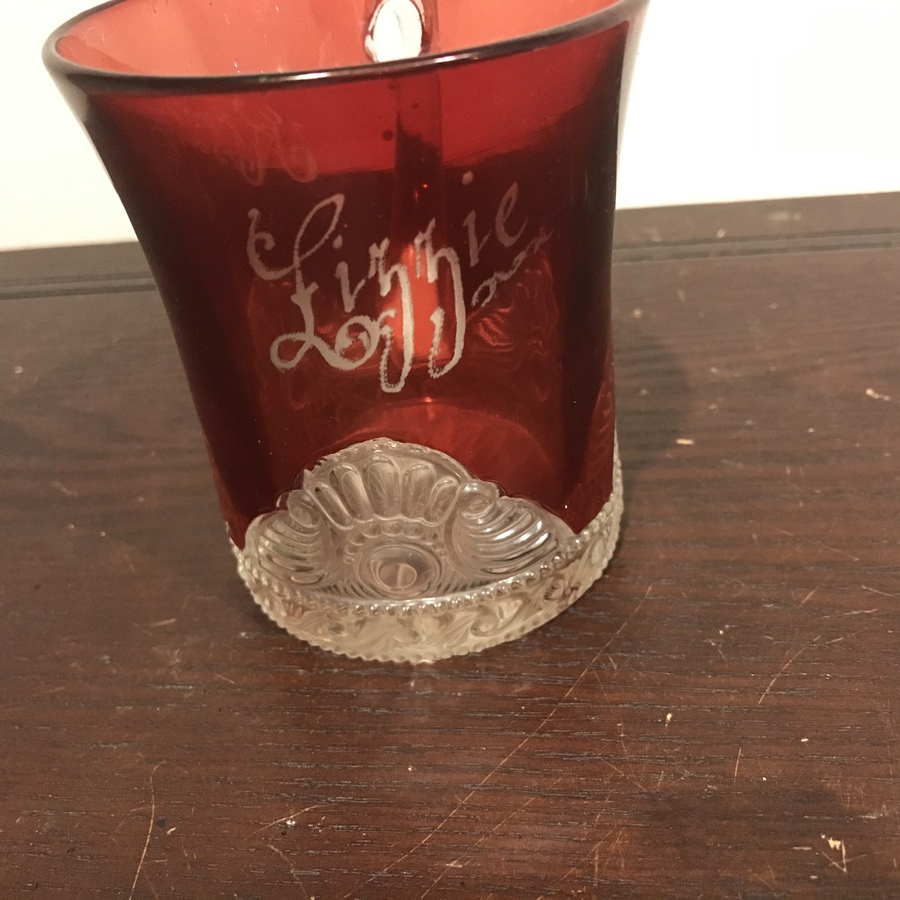 Antique Glass cranberry cup 1906 dated